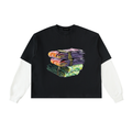 Layered Contrast Sleeve Cotton T-Shirt