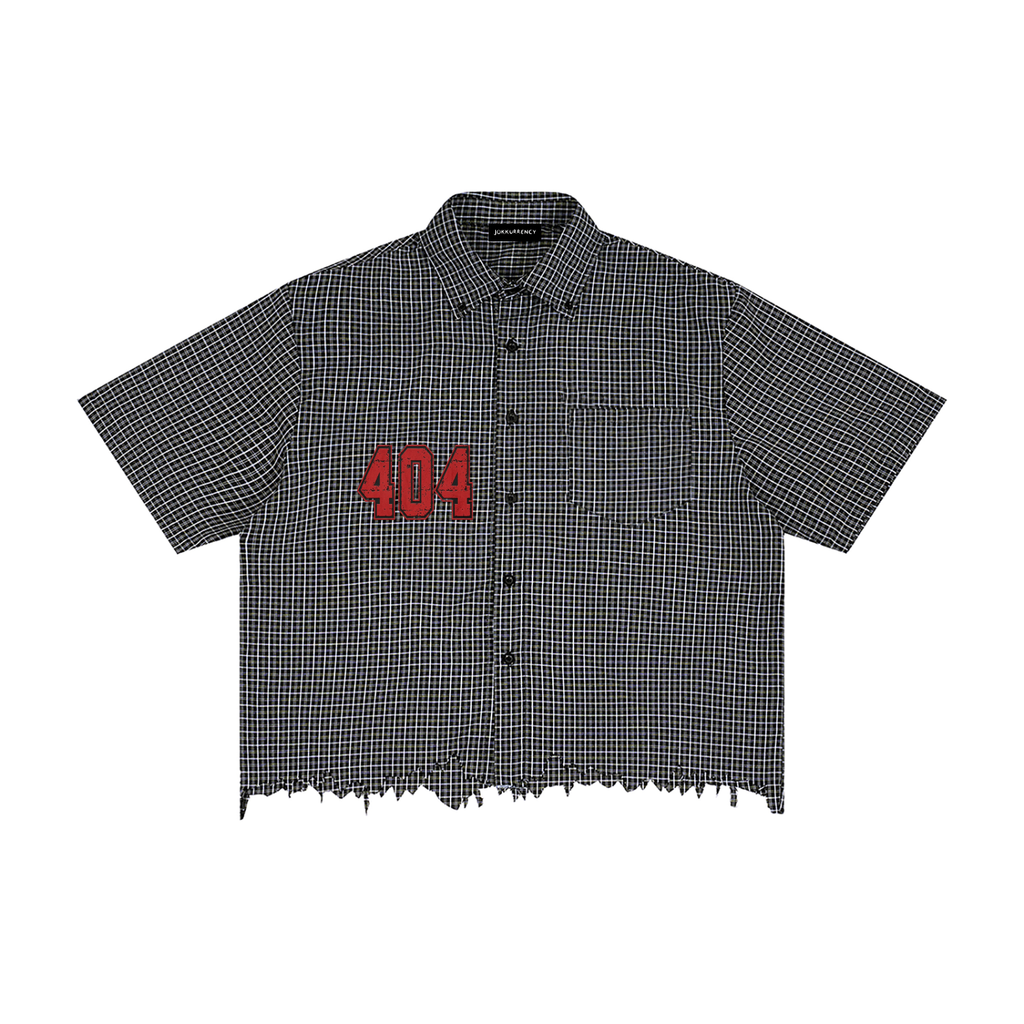 Distressed Plaid Boxy Shirt ODMPOD