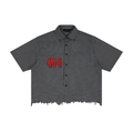 Distressed Plaid Boxy Shirt ODMPOD