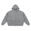Leopard Print Waffle Full Zip Hoodie ODMPOD
