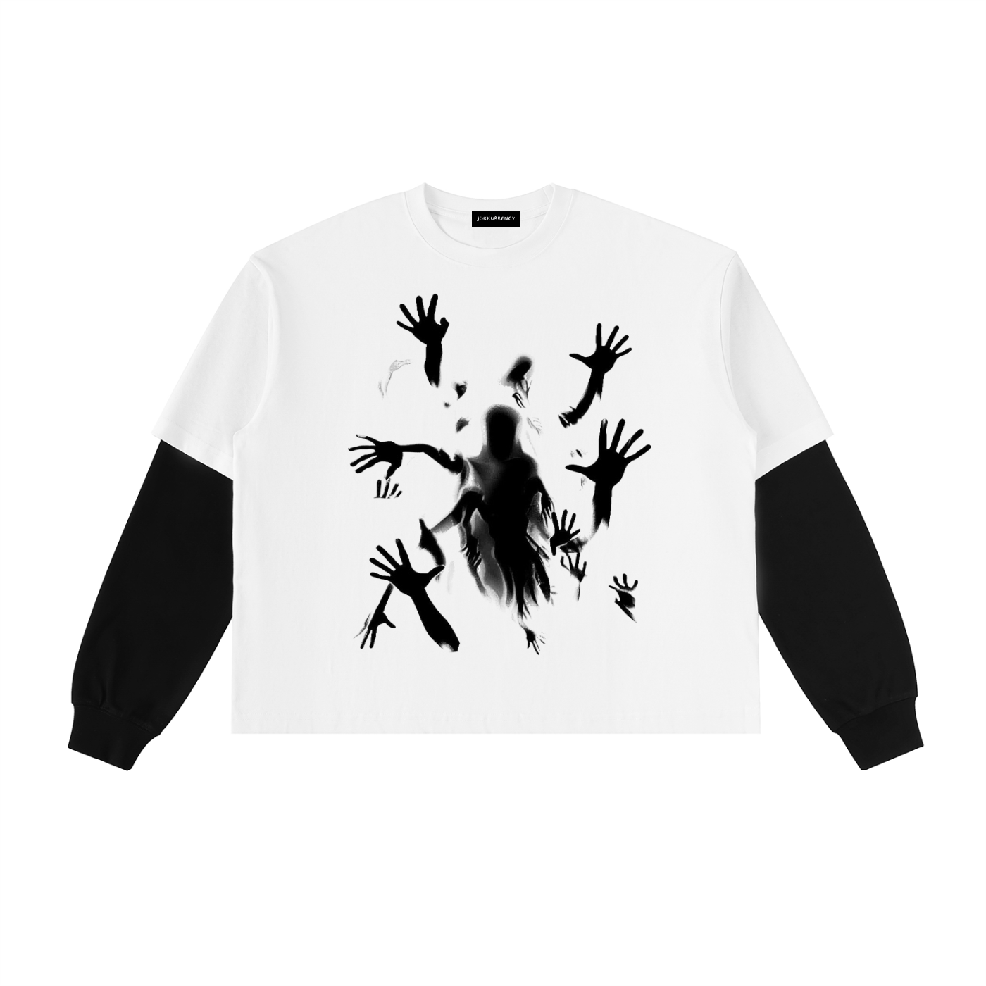 Layered Contrast Sleeve Cotton T-Shirt ODMPOD