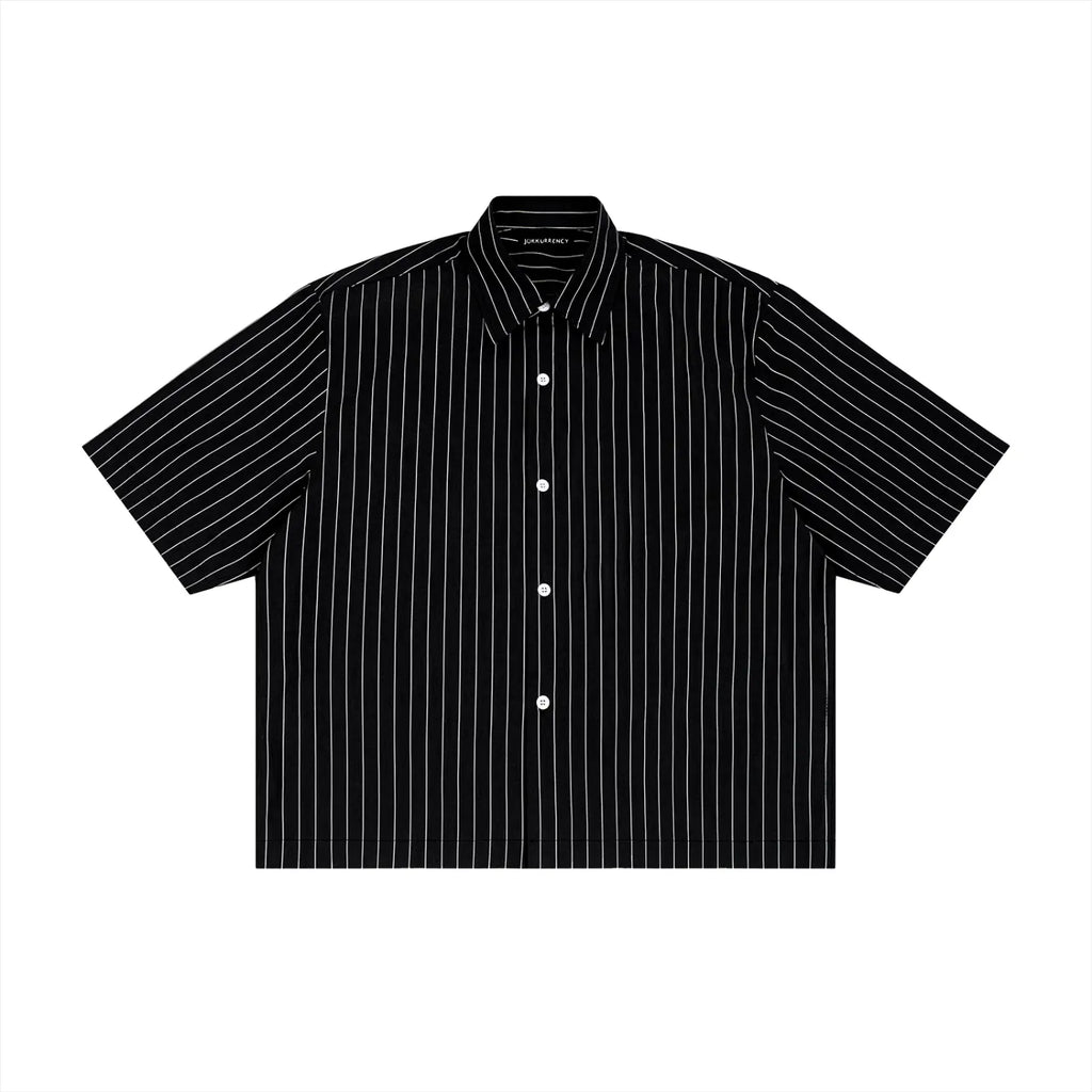 Striped Boxy Button-Up Shirt ODMPOD
