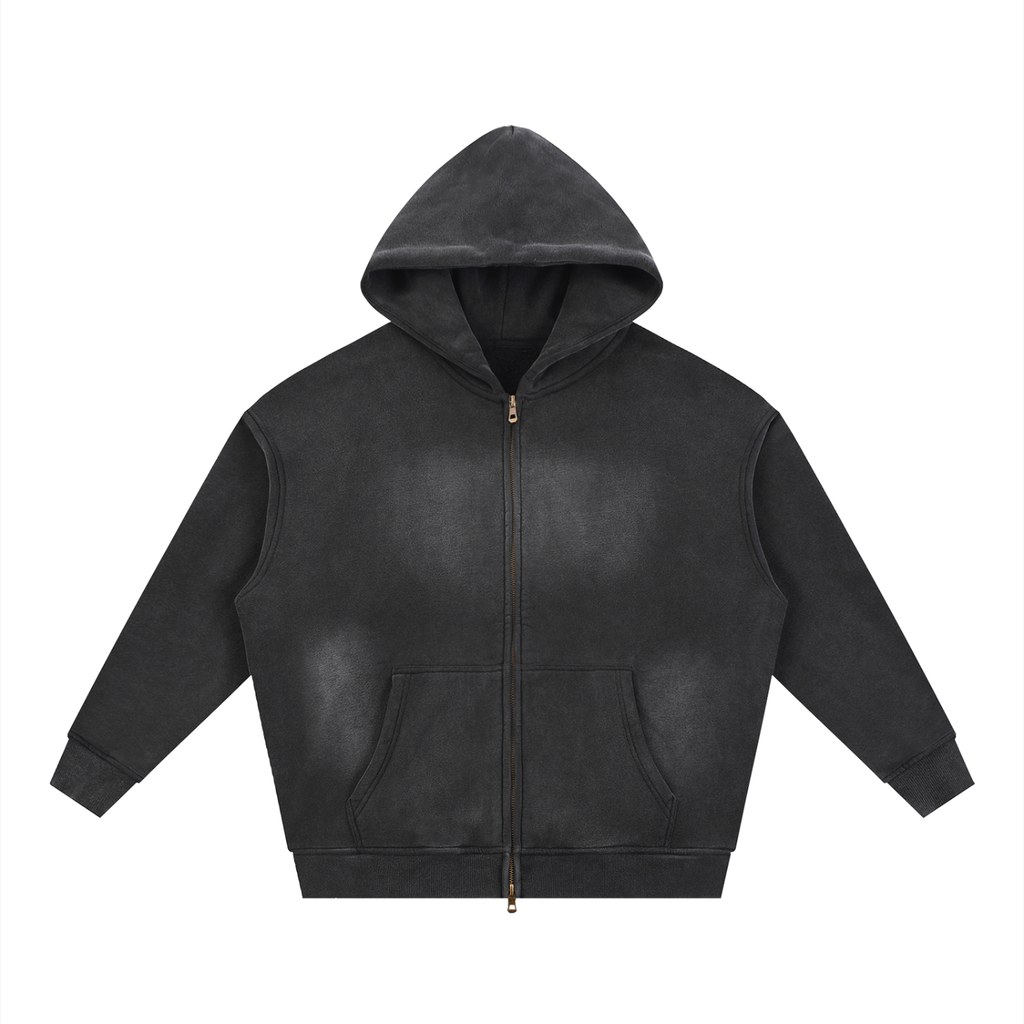 Sunfade Two-way Zipper Boxy Fleece Hoodie ODMPOD