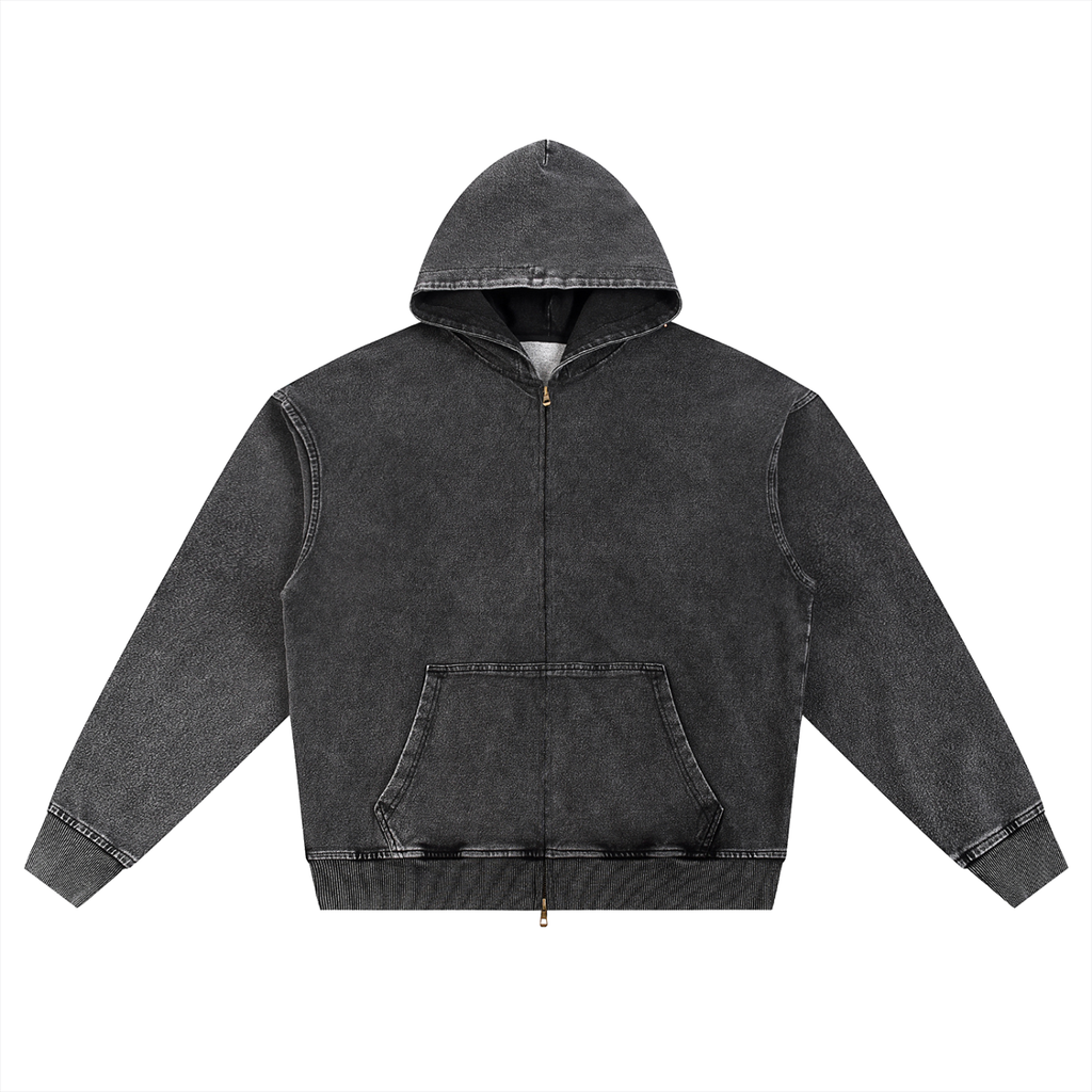 Snow Wash Oversized Zip-Up Hoodie ODMPOD