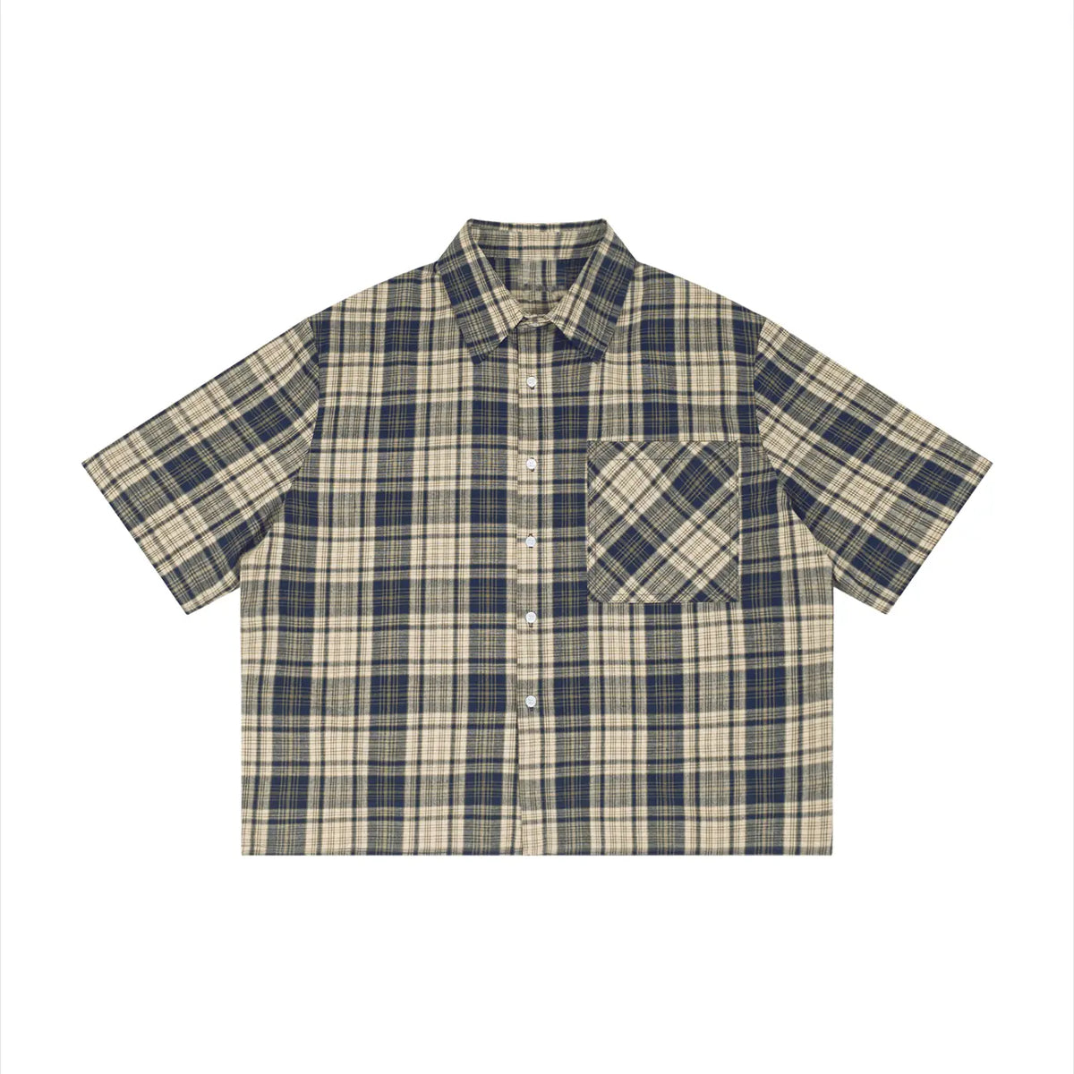 Plaid Boxy Short Sleeve Shirt ODMPOD