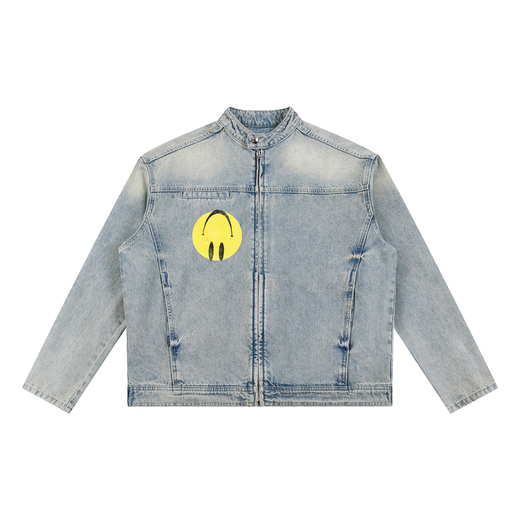 Vintage Wash Zip Denim Jacket ODMPOD