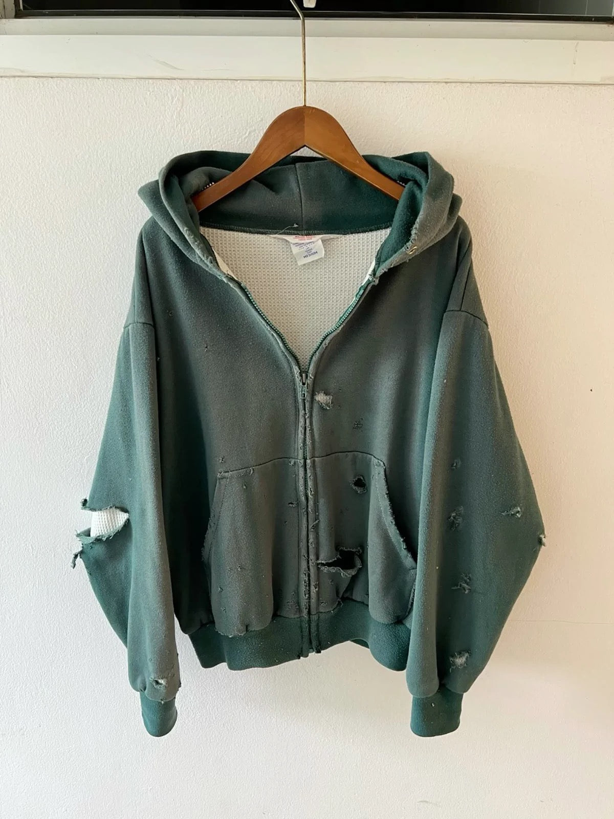Drop 001 Vintage Thermal Zip-Up Hoodie⁠