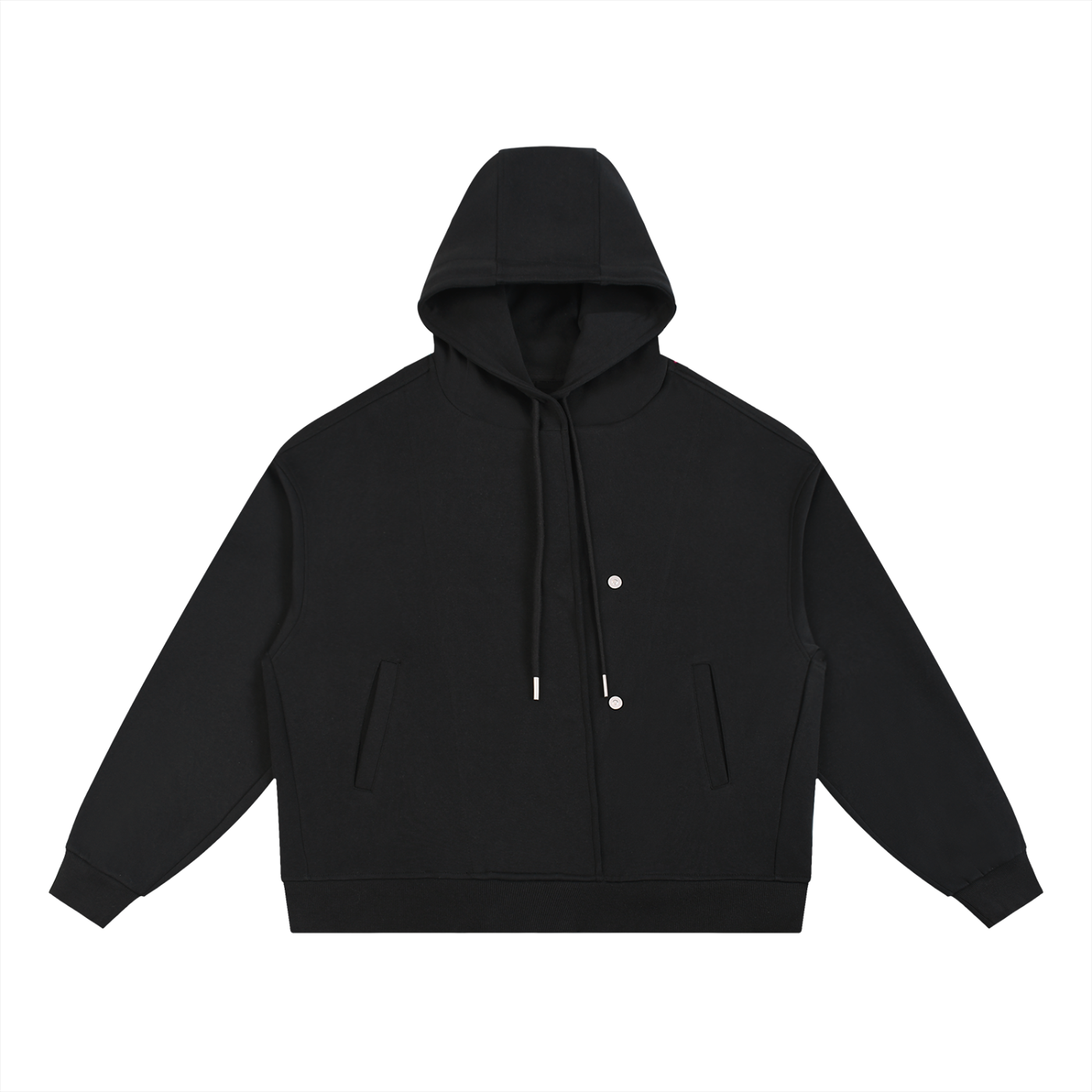 Boxy Button Placket Hoodie ODMPOD