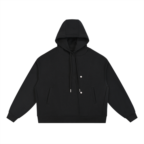 Boxy Button Placket Hoodie ODMPOD