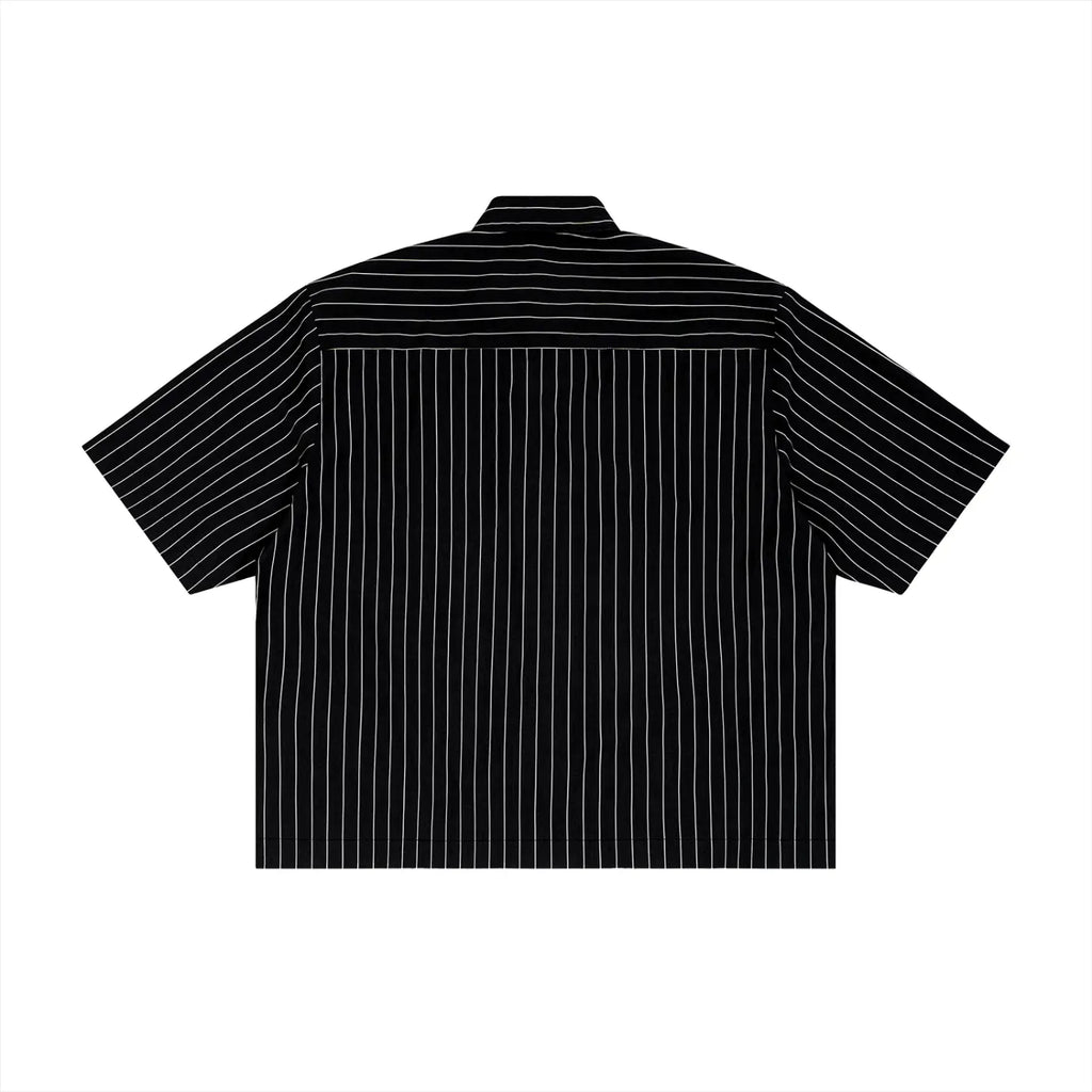 Striped Boxy Button-Up Shirt ODMPOD
