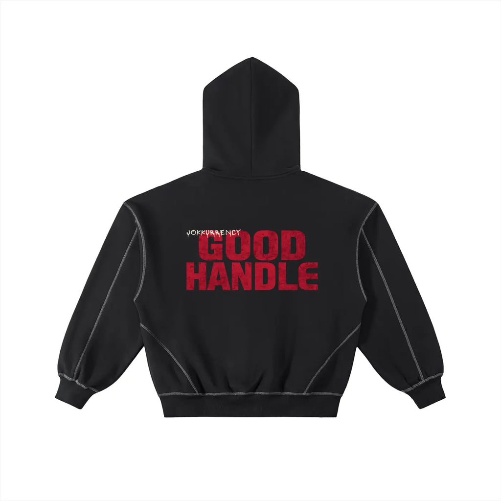 Contrast-Stitched Boxy Fleece Zip Hoodie ODMPOD