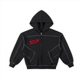 Contrast-Stitched Boxy Fleece Zip Hoodie ODMPOD