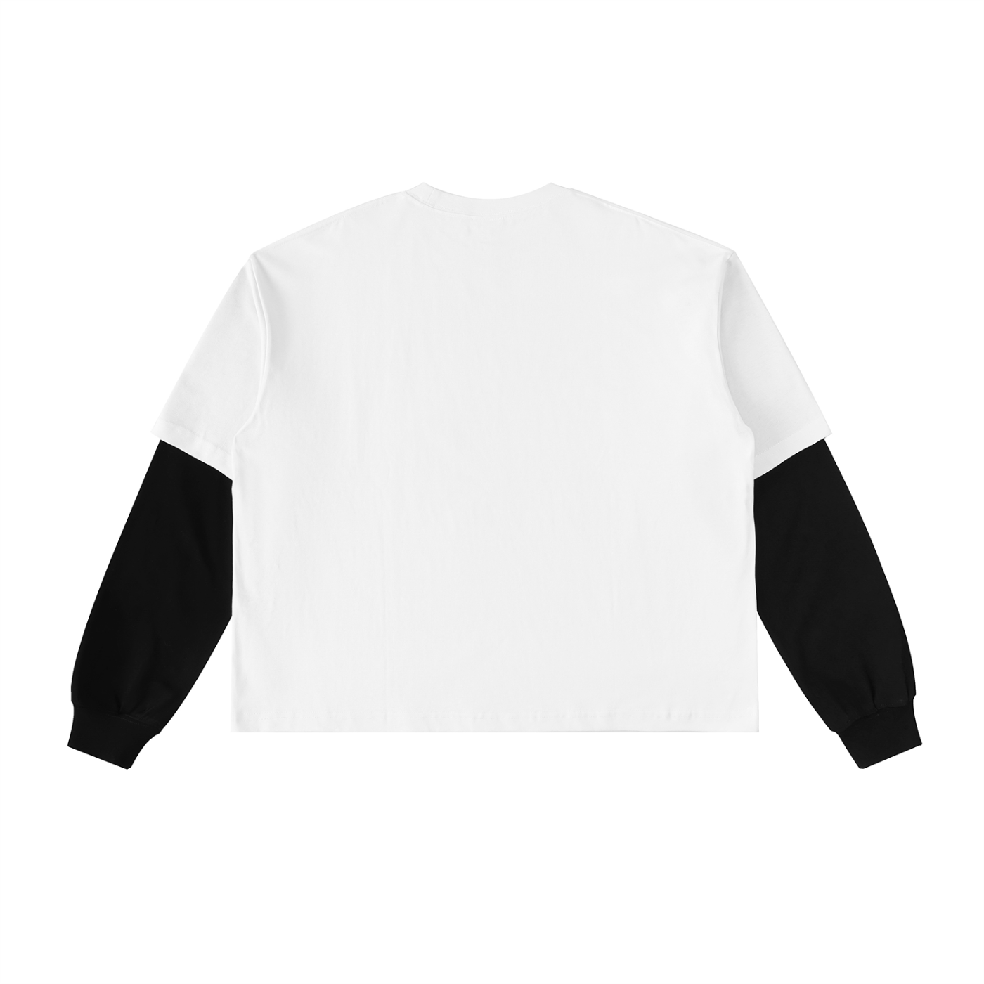 Layered Contrast Sleeve Cotton T-Shirt ODMPOD