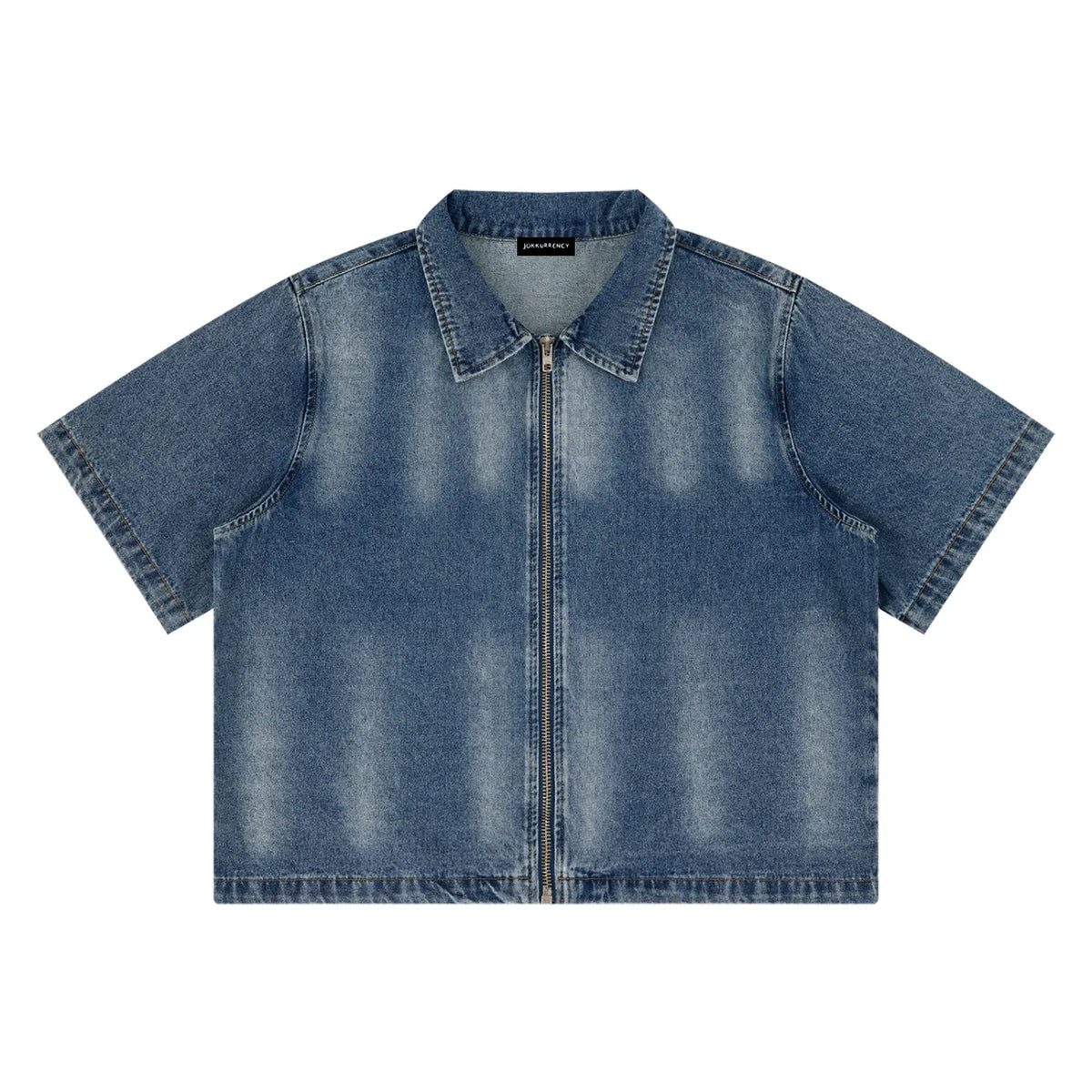Vintage Washed Full-Zip Denim Shirt ODMPOD