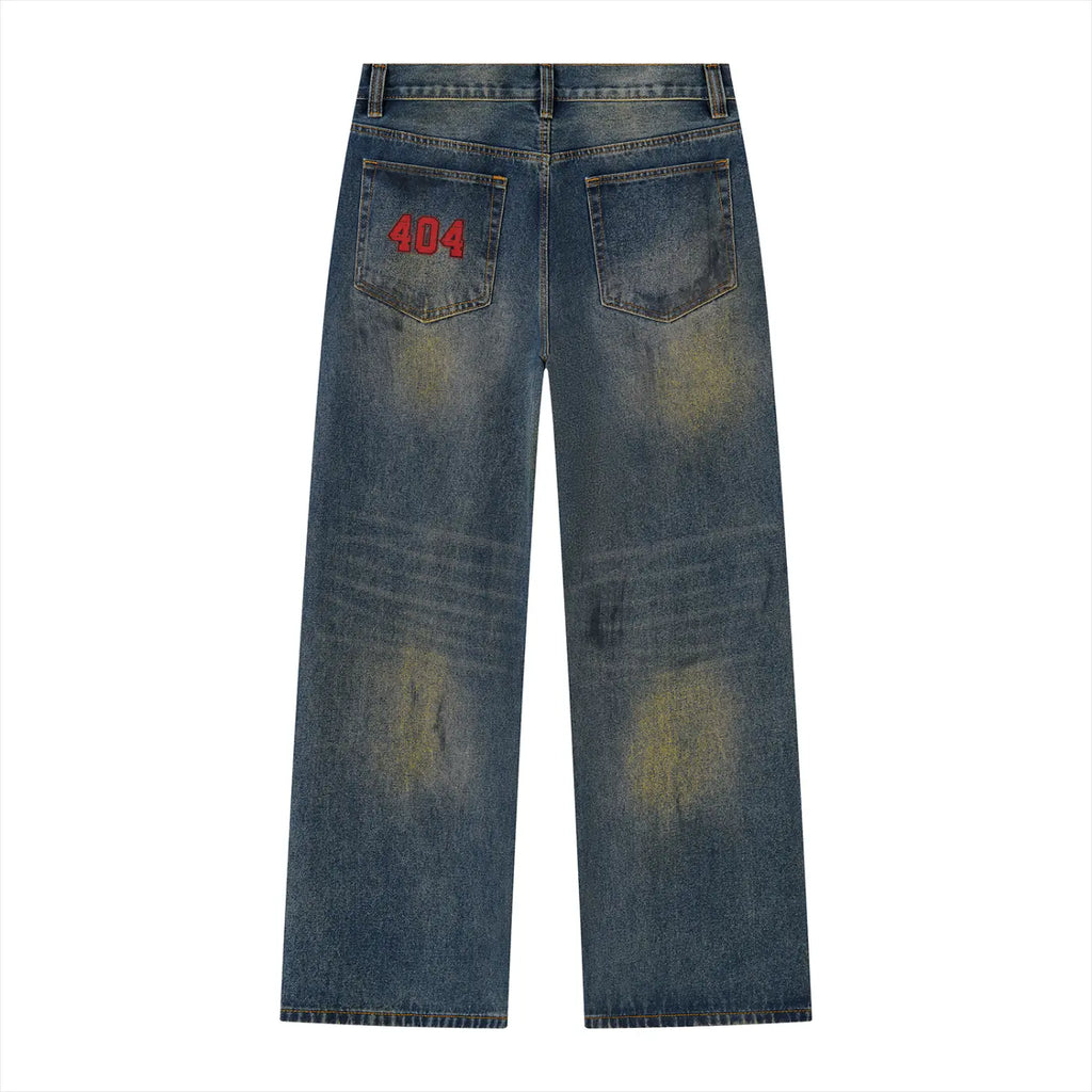 Vintage Wash Wide Leg Denim Jeans ODMPOD