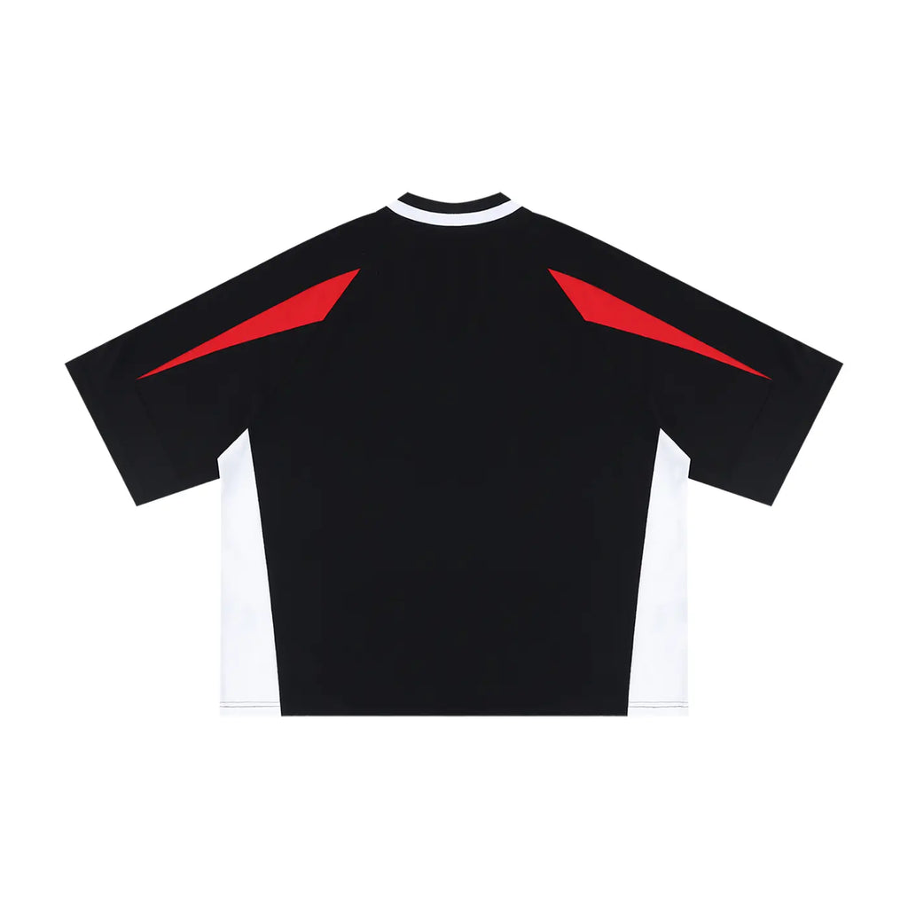 Oversized Color Block V-Neck T-Shirt ODMPOD